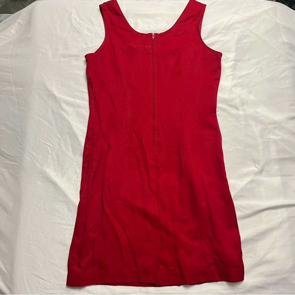 Vintage 90s Red Sheath Dress Made in Canada M / 8 - Picture 2 of 6